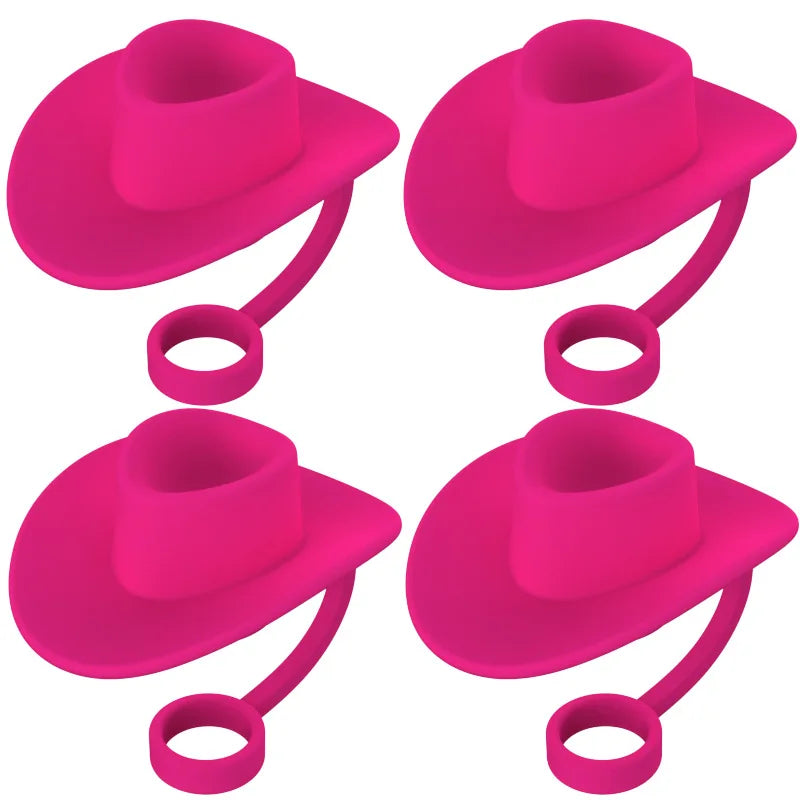 4pcs Cowboy Hat Straw Cover Toppers for Tumblers and Stanley Straws