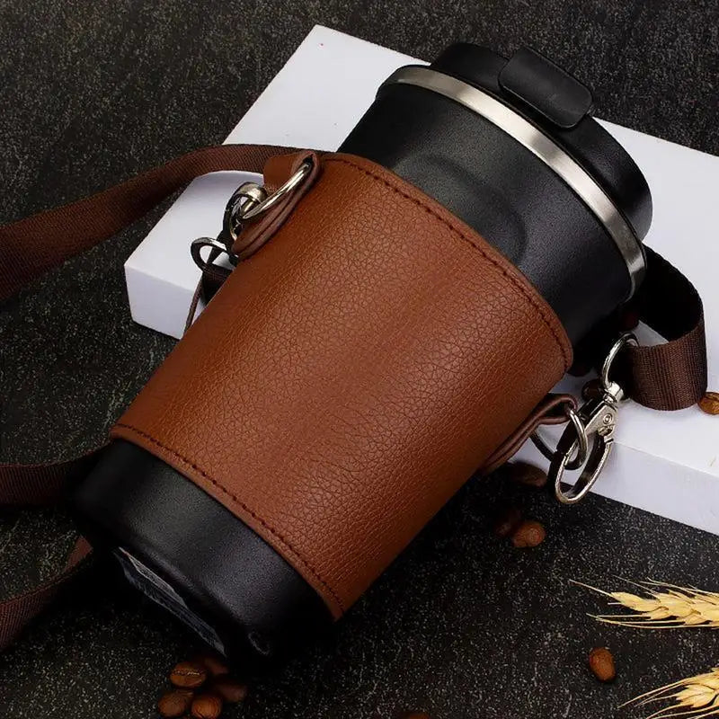 New Leather Tumbler Sleeve With Shoulder Strap