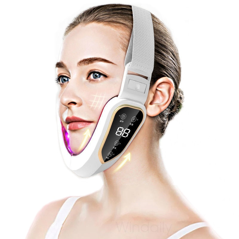 LED Photon Therapy Facial Lifting and Massaging Device